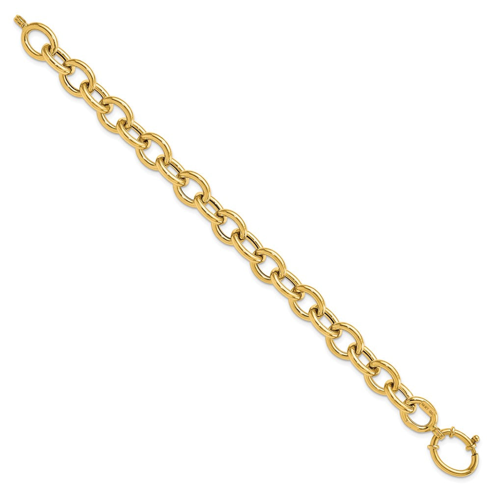 14k Polished 11mm Fancy Oval Cable Link 7.5 inch Bracelet