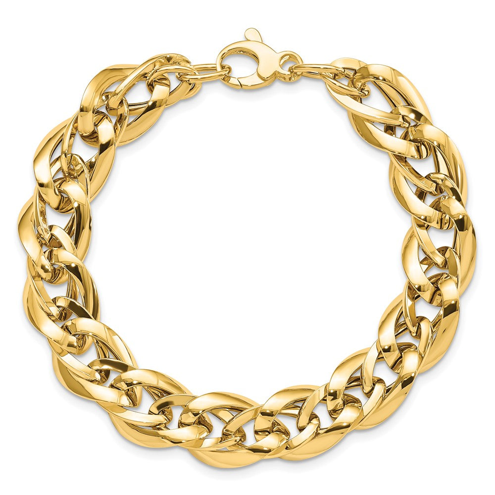 14k Polished 11.4mm Fancy Link 7.5 inch Bracelet