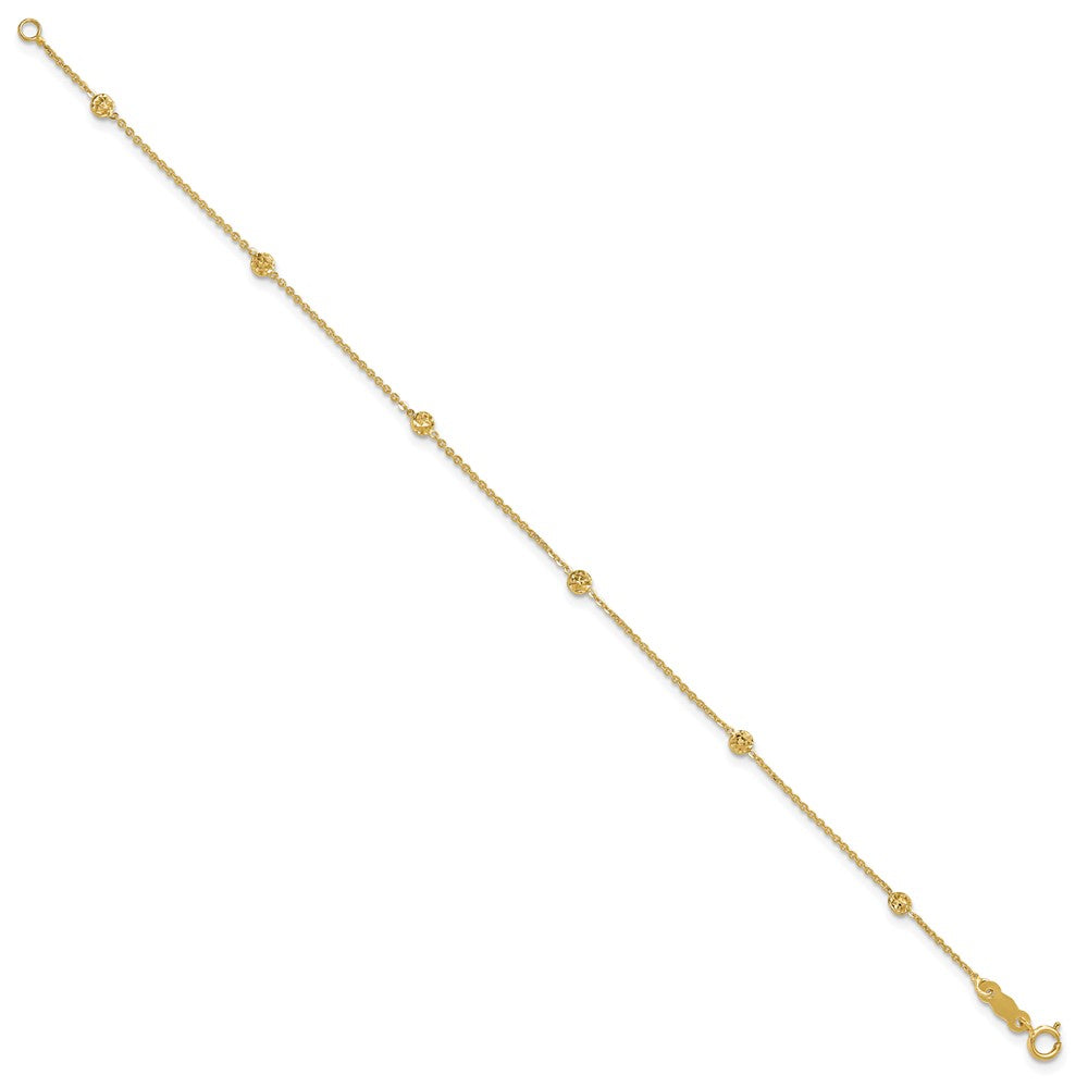 14K Polished and Diamond-cut Tiny Puffed Circles 6-Station 7.25 inch Bracelet