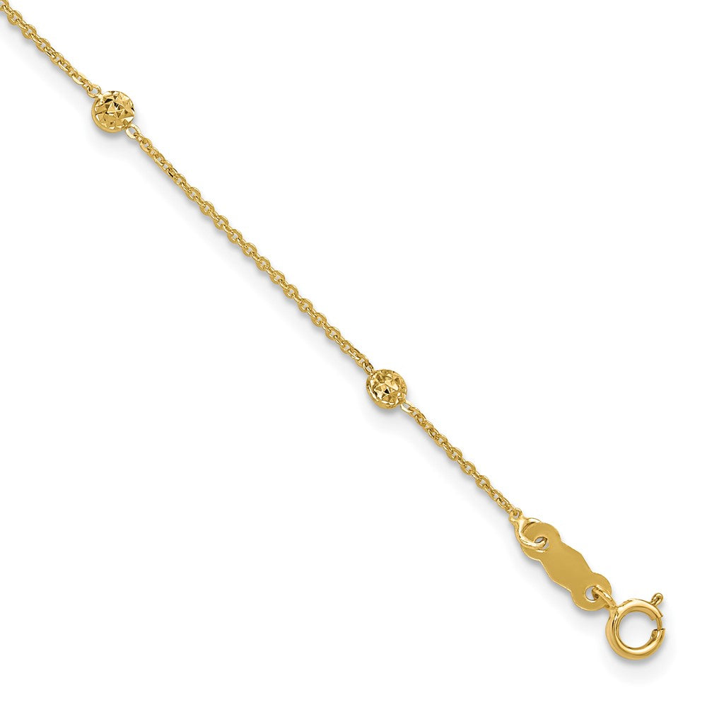 14K Polished and Diamond-cut Tiny Puffed Circles 6-Station 7.25 inch Bracelet