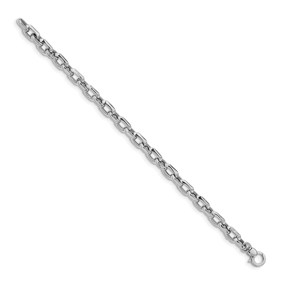 14K White Gold Polished 6.75mm Fancy Cable Link 7.5 inch Bracelet