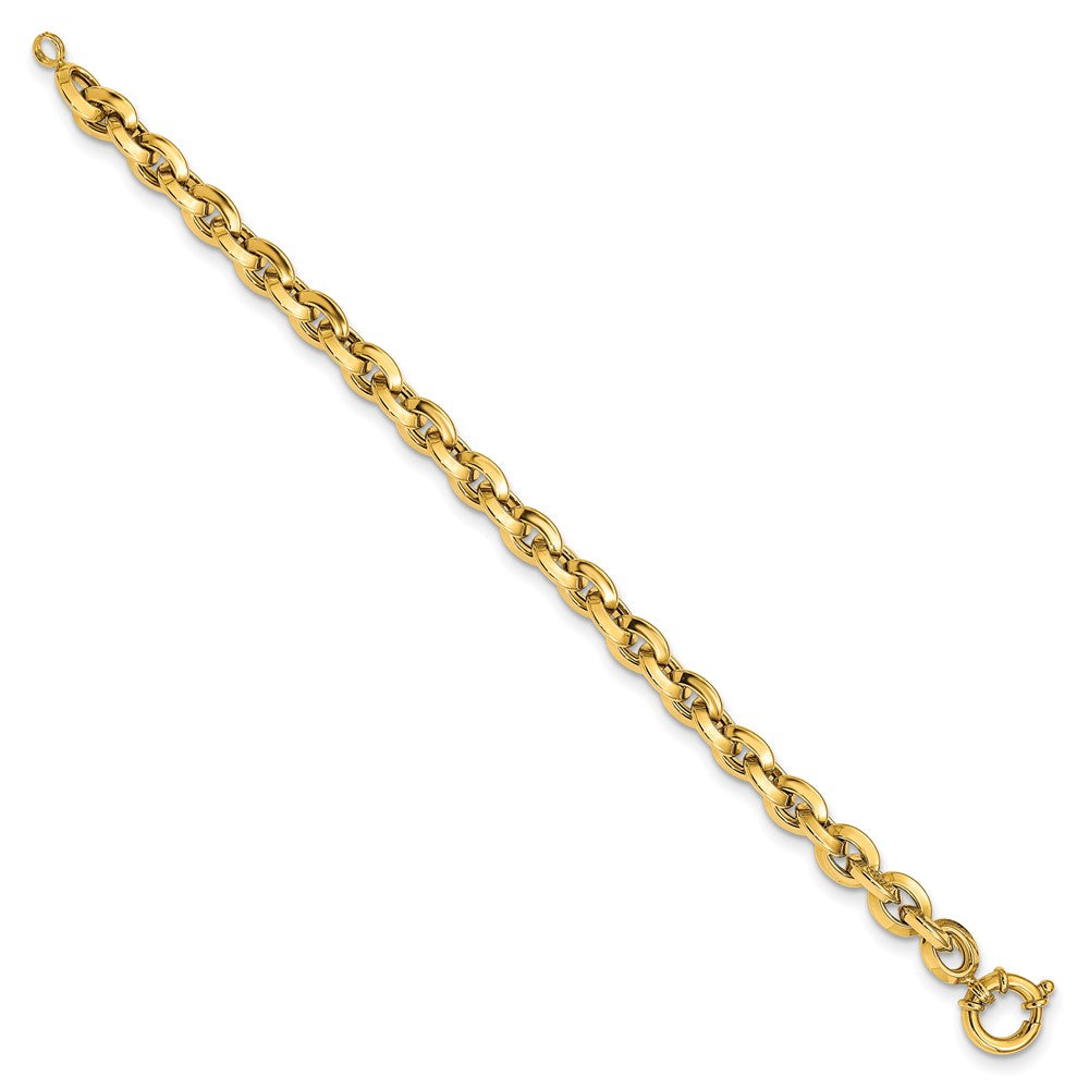 14K Polished 7.9mm Fancy Knife-edge Rolo Link 8 inch Bracelet