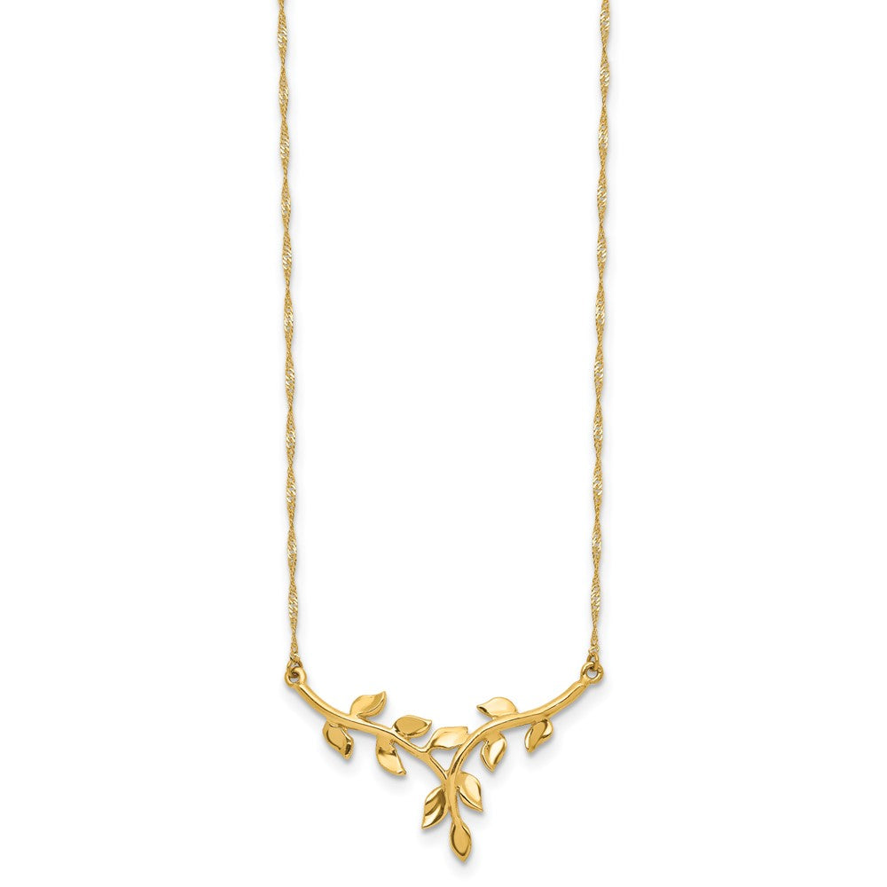 14K Polished Leaves 17 inch Necklace