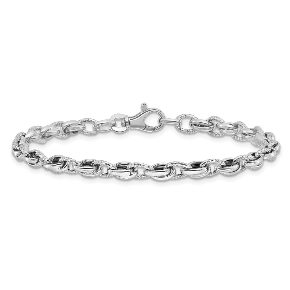 14K White Gold Polished Fancy Link 7.5 inch Bracelet
