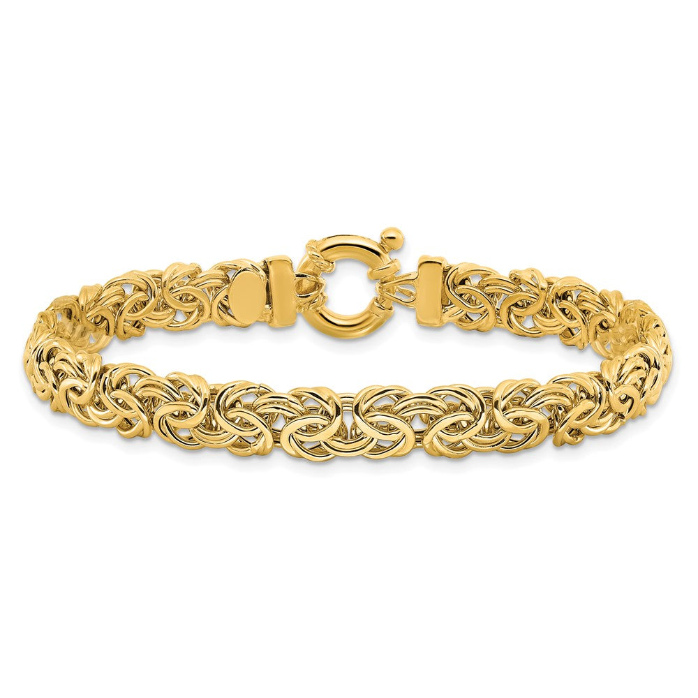 14k Fancy 7mm Flat Byzantine 7.5 inch Bracelet
