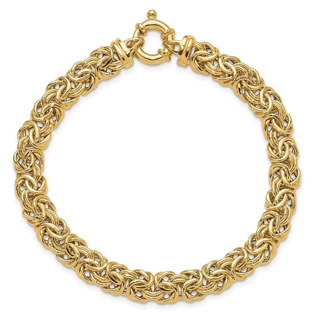 14k Fancy 8mm Flat Byzantine 7.5 inch Bracelet