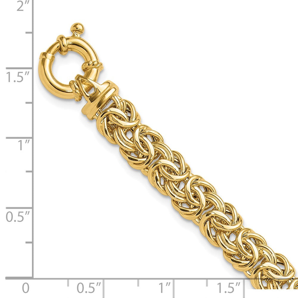 14k Fancy 8mm Flat Byzantine 7.5 inch Bracelet