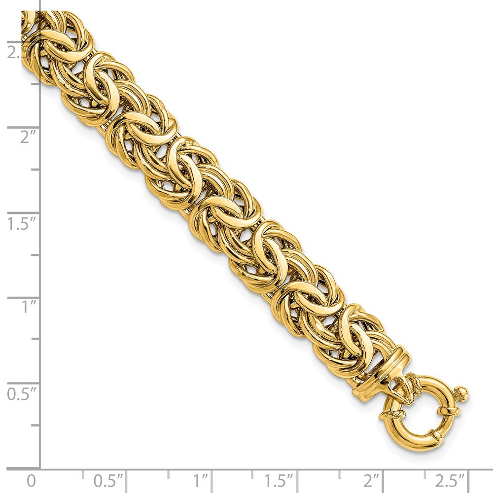 14k Fancy 11mm Flat Byzantine 7.5 inch Bracelet