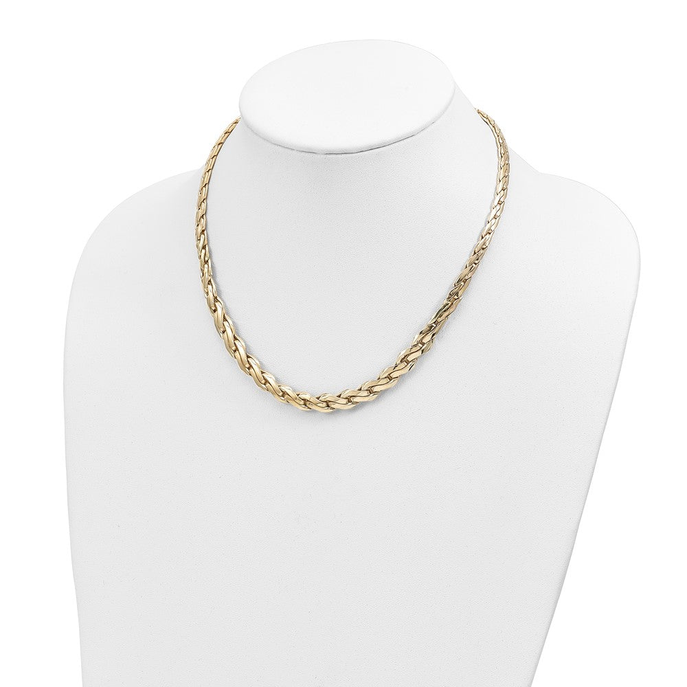 14k Polished 7mm Graduated Fancy Link 18 inch Necklace