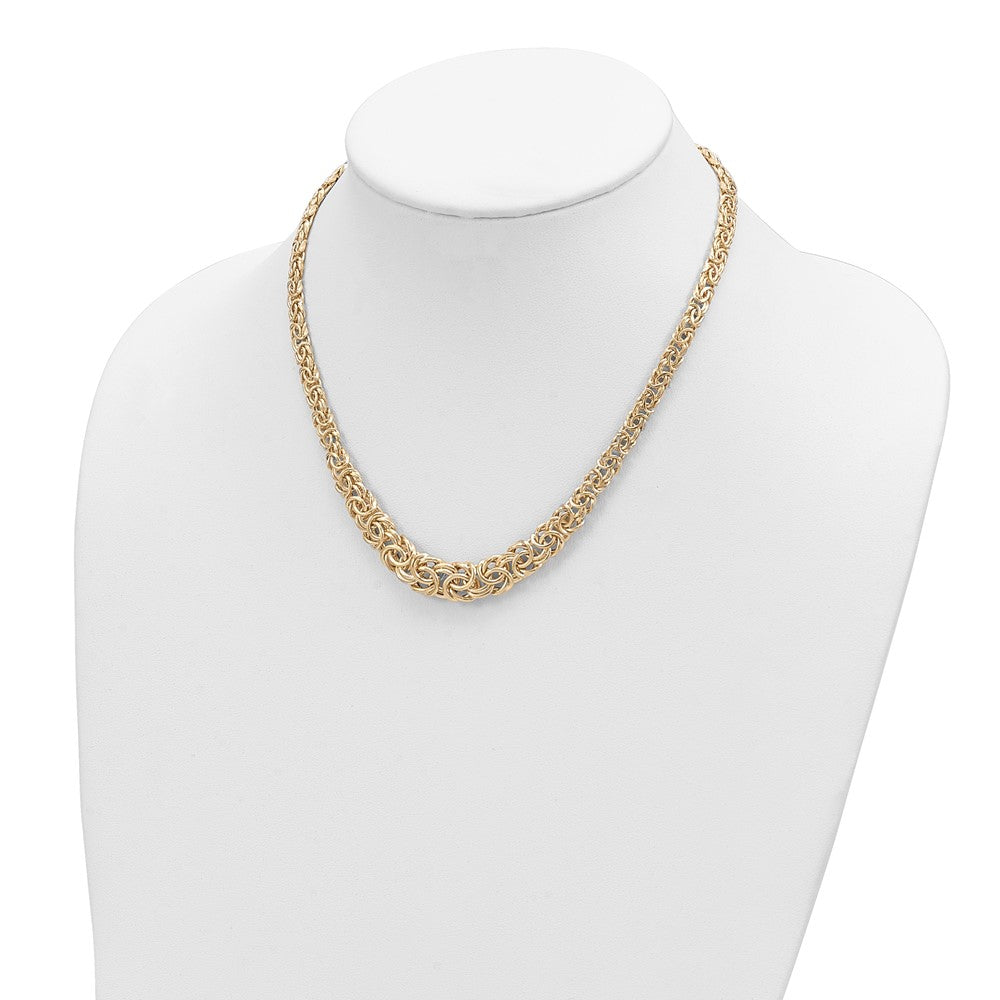 14k Graduated 7-10mm Fancy Byzantine 17.25 inch Necklace