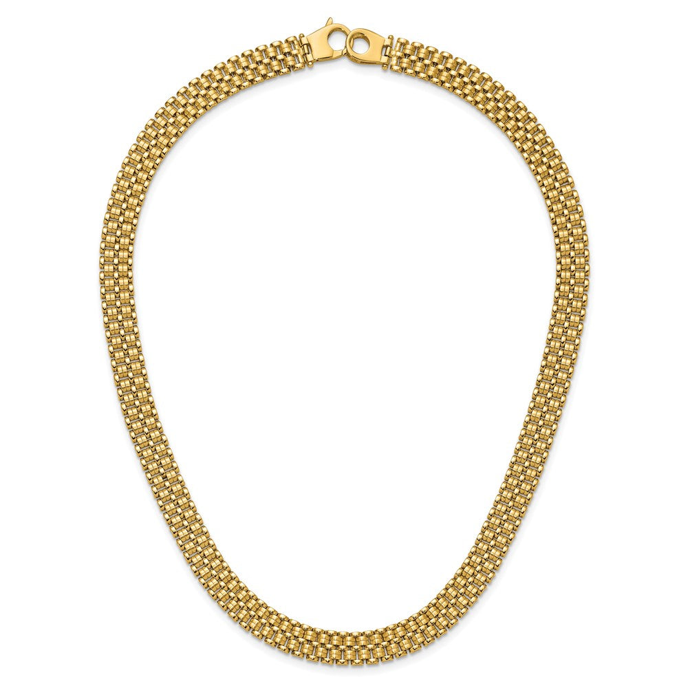 14K Brushed and Polished Basket Weave Pattern 17 inch Necklace