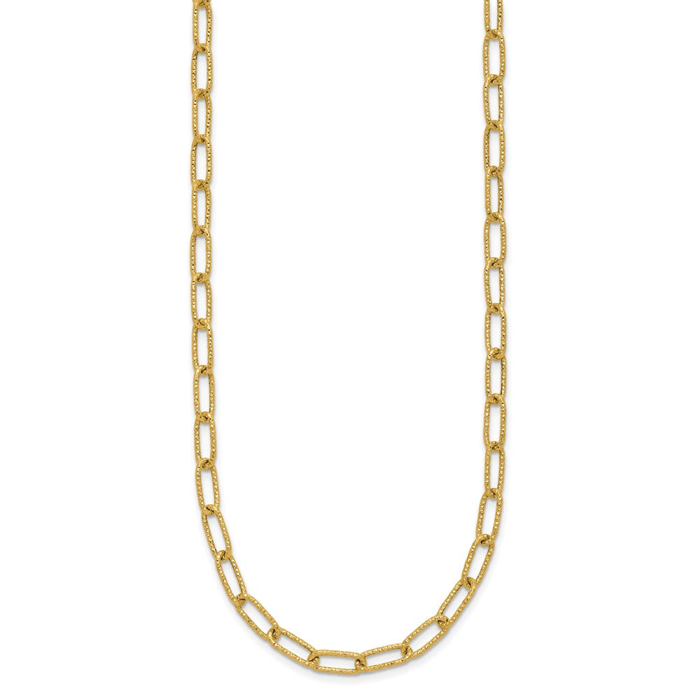 14K Textured 3.75mm Fancy Open Link 18 inch Necklace
