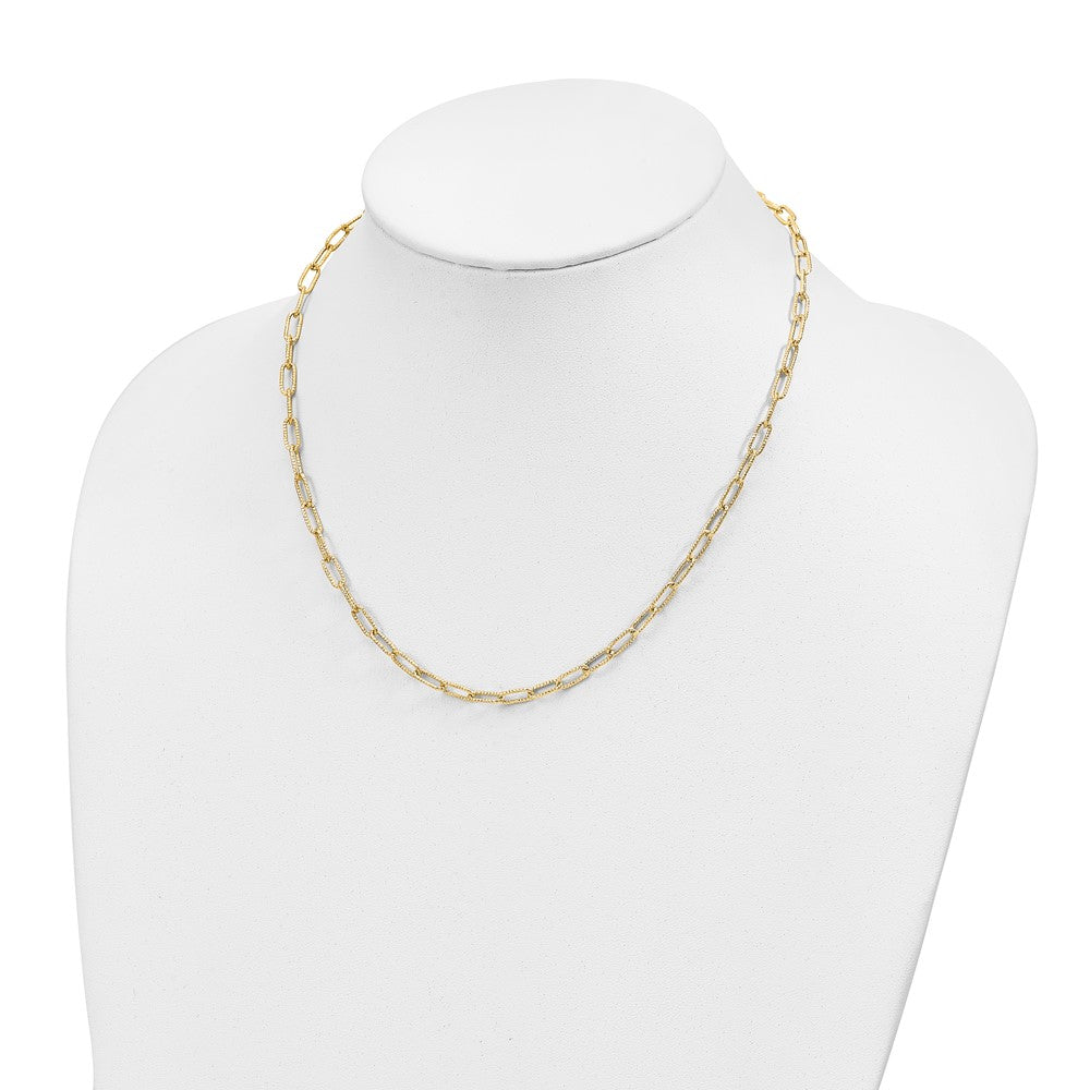 14K Textured 3.75mm Fancy Open Link 18 inch Necklace
