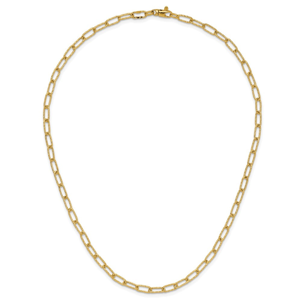 14K Textured 3.75mm Fancy Open Link 18 inch Necklace