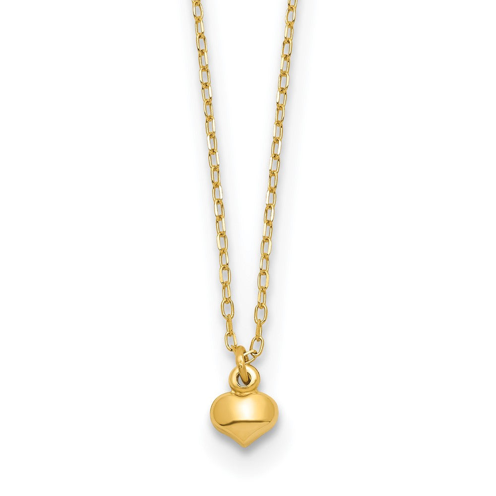 14k Polished Tiny Puffed Heart Pendant 16.5 inch Necklace