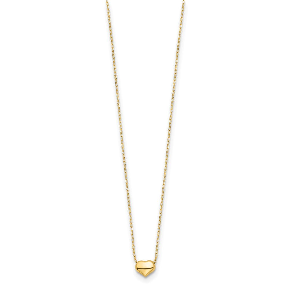14k Polished Puffed Heart Pendant 16.5 inch Necklace