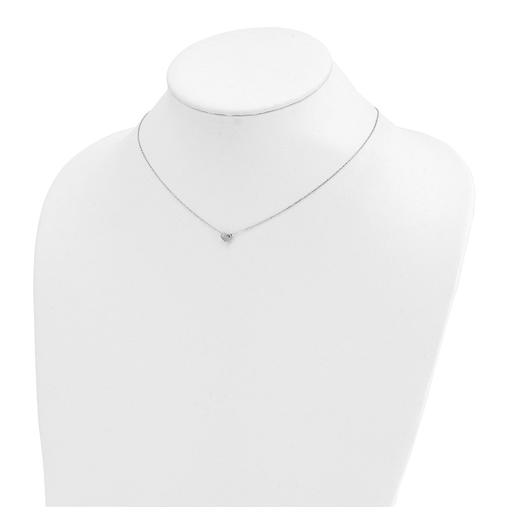 14k White Gold Polished Puffed Heart Pendant 16.5 inch Necklace