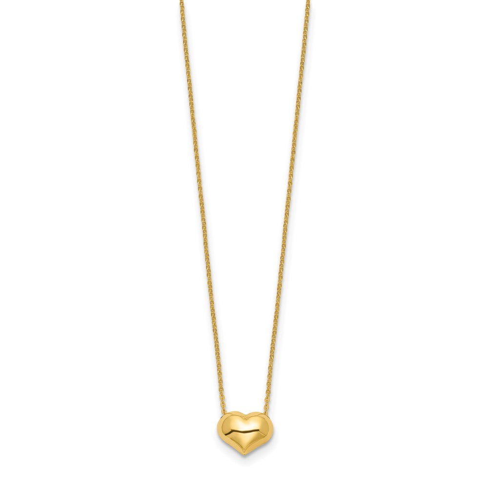 14k Polished Puffed Heart Pendant 16.5 inch Necklace