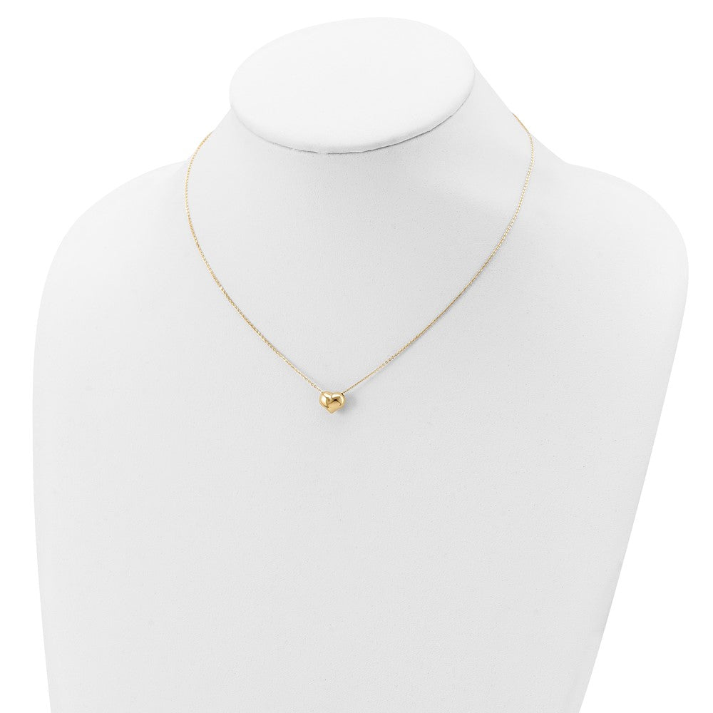 14k Polished Puffed Heart Pendant 16.5 inch Necklace