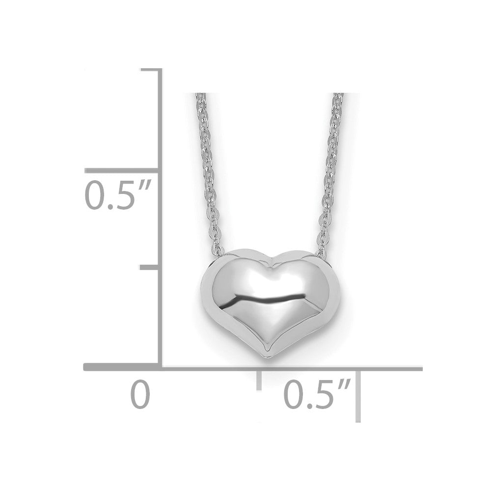 14k White Gold Polished Puffed Heart Pendant 16.5in Necklace