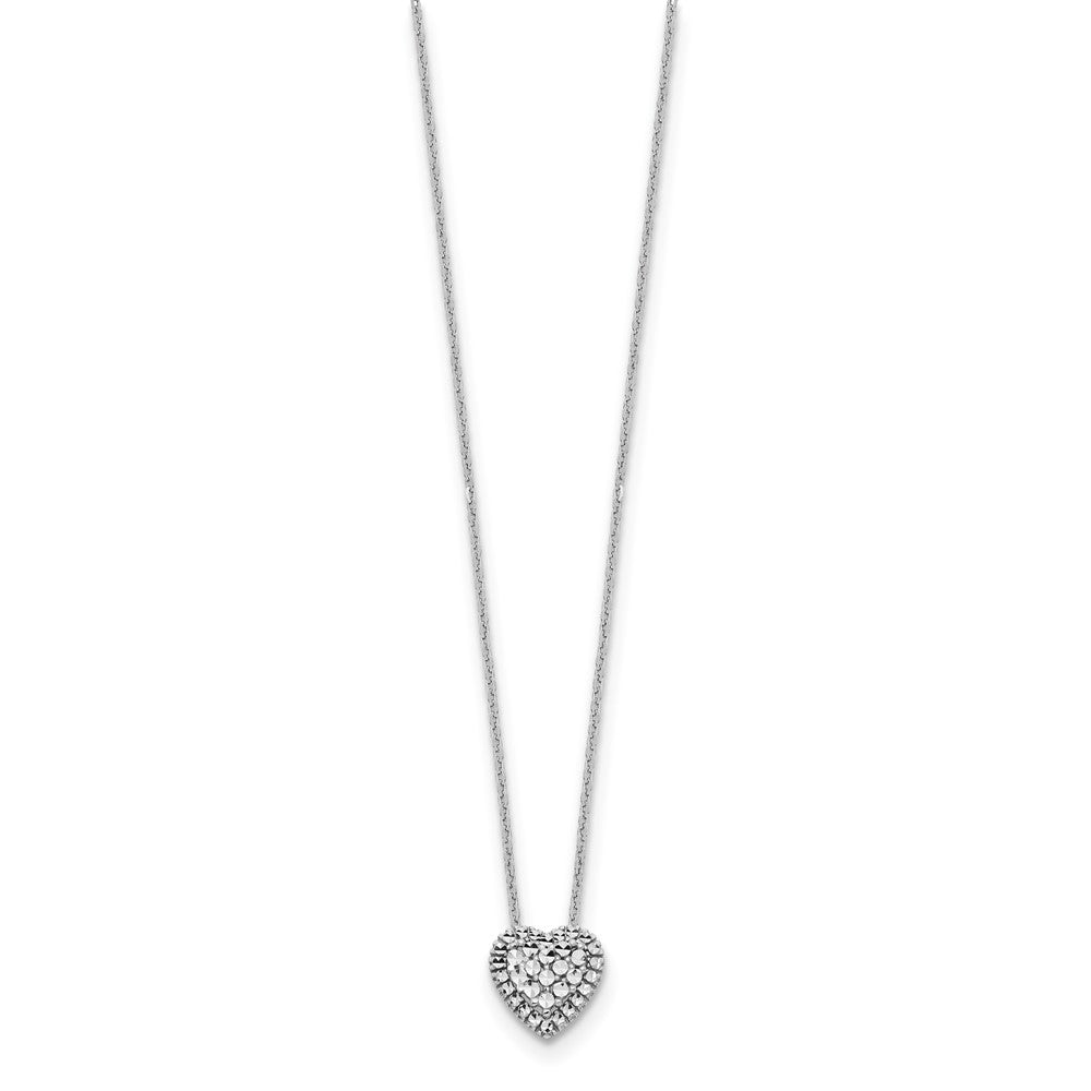 14k White Gold Diamond-cut Heart Slide 18 inch Necklace