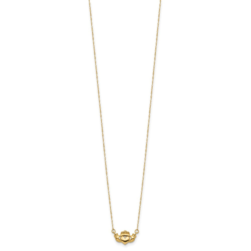 14K Polished Claddagh 17 inch Necklace