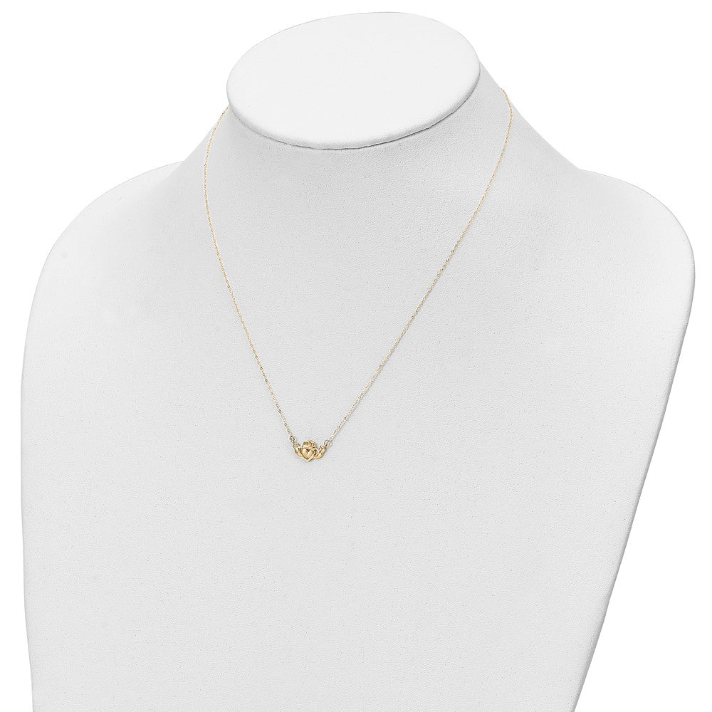 14K Polished Claddagh 17 inch Necklace