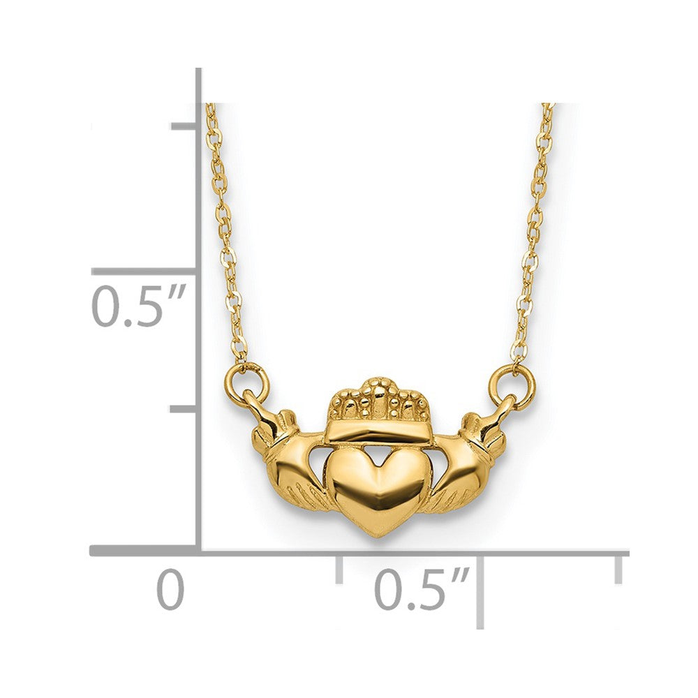 14K Polished Claddagh 17 inch Necklace