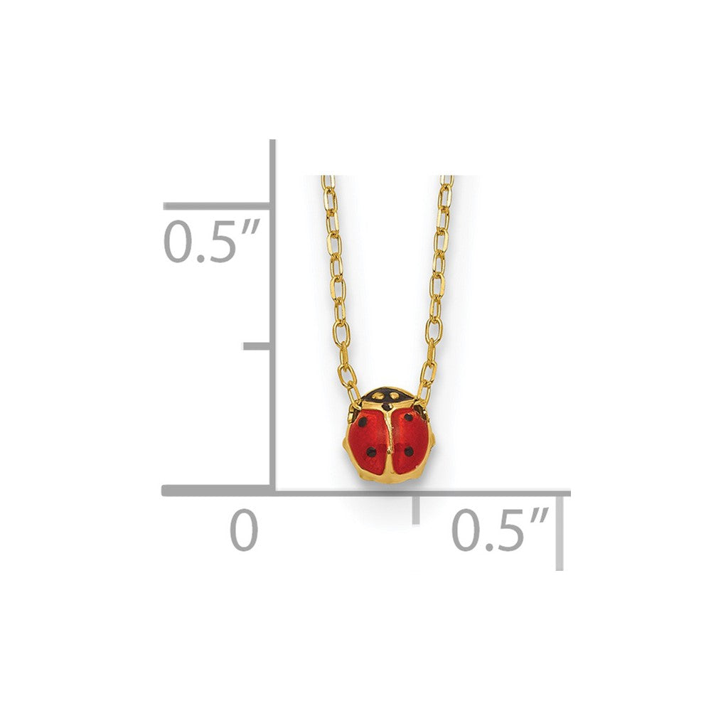 14k Polished Red and Black Enameled Small Ladybug 16.5 inch Necklace