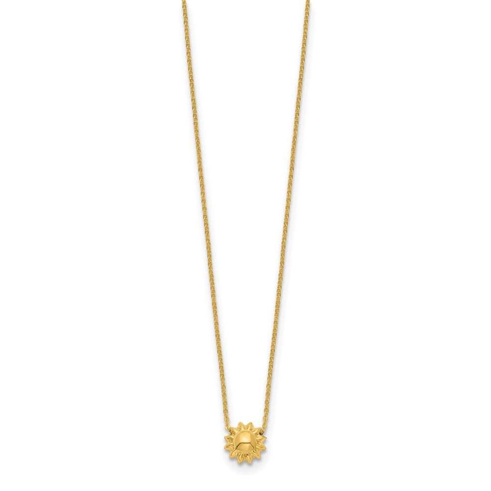 14k Polished Puffed Sun 16.5 inch Necklace