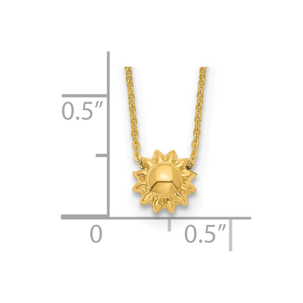 14k Polished Puffed Sun 16.5 inch Necklace