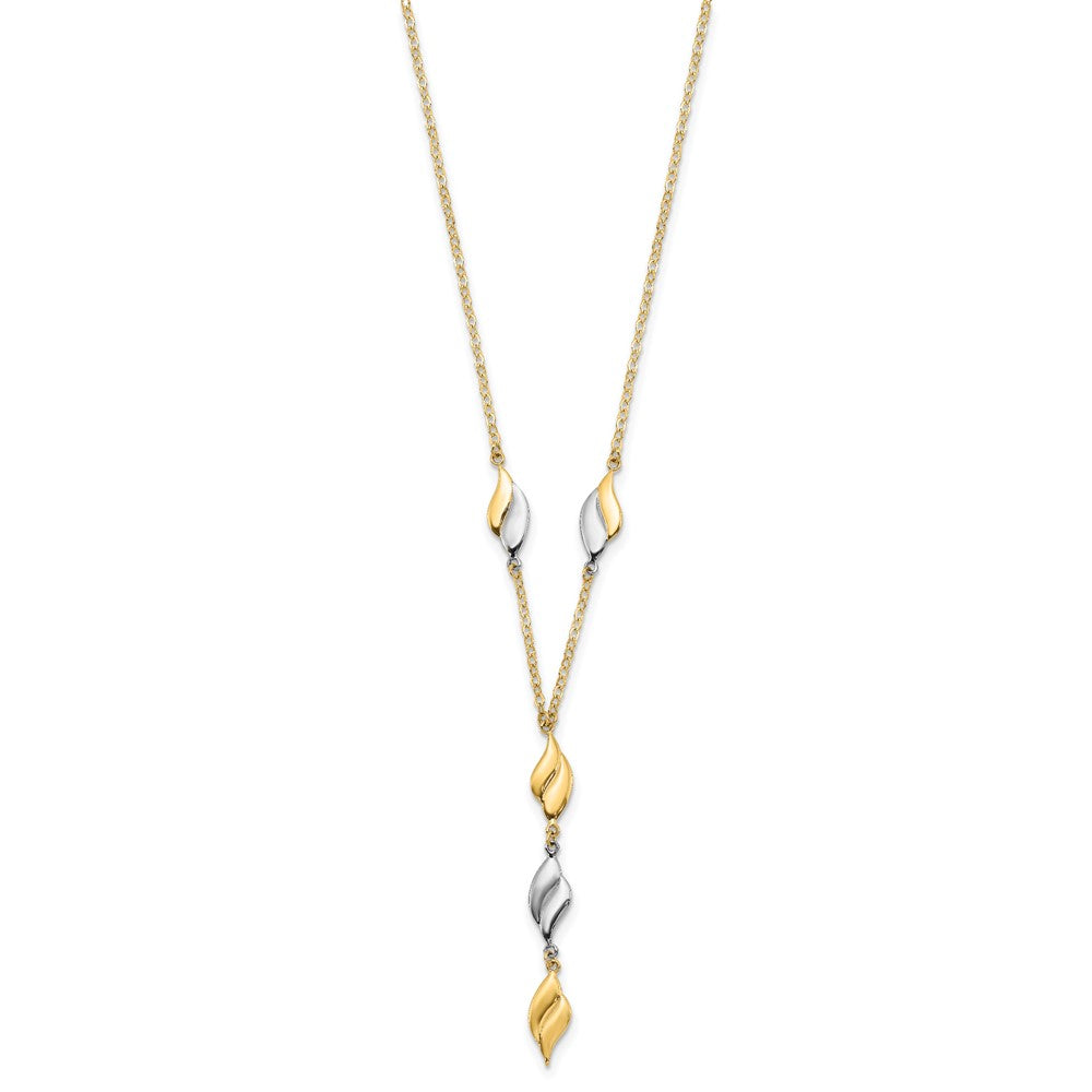 14K Two-tone Polished Wavy Dangle Fancy 17 inch Y-Drop Necklace