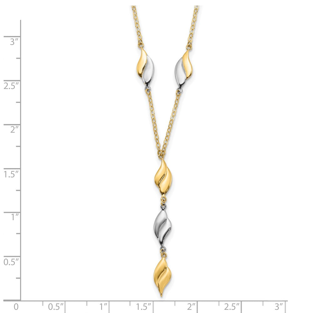14K Two-tone Polished Wavy Dangle Fancy 17 inch Y-Drop Necklace