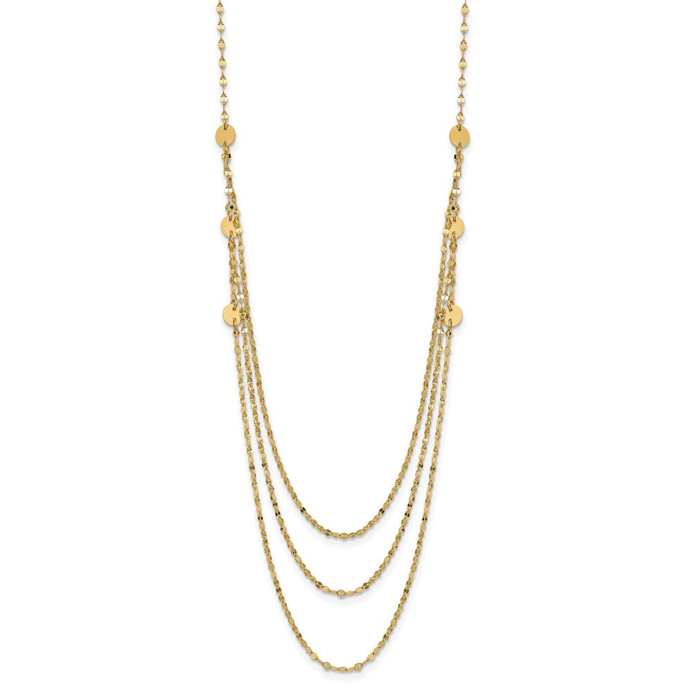 14K Triple Layer Polished Circles Fancy 18 inch Necklace