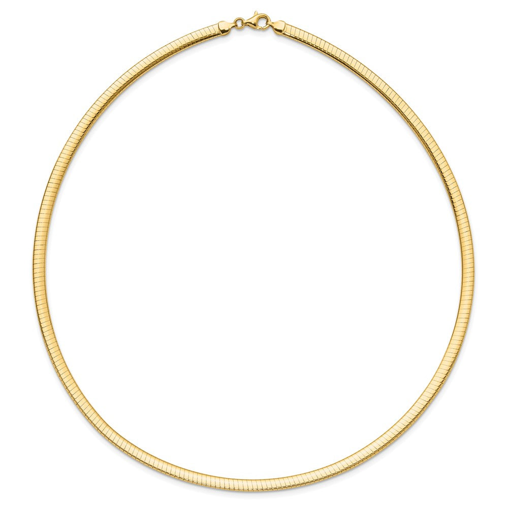 14k Flat 4mm Fancy Diamond-cut Reversible to High Polished 17.25 inch Omega Necklace