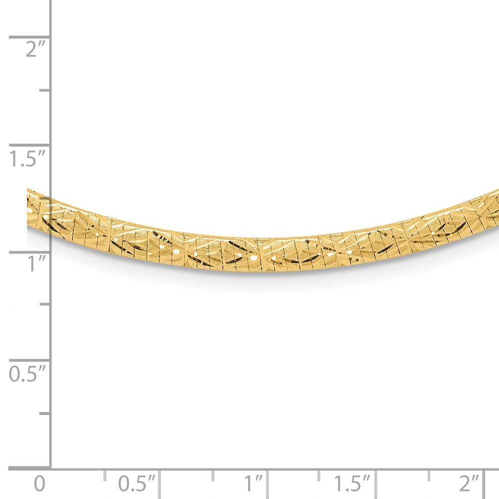 14k Flat 4mm Fancy Diamond-cut Reversible to High Polished 17.25 inch Omega Necklace