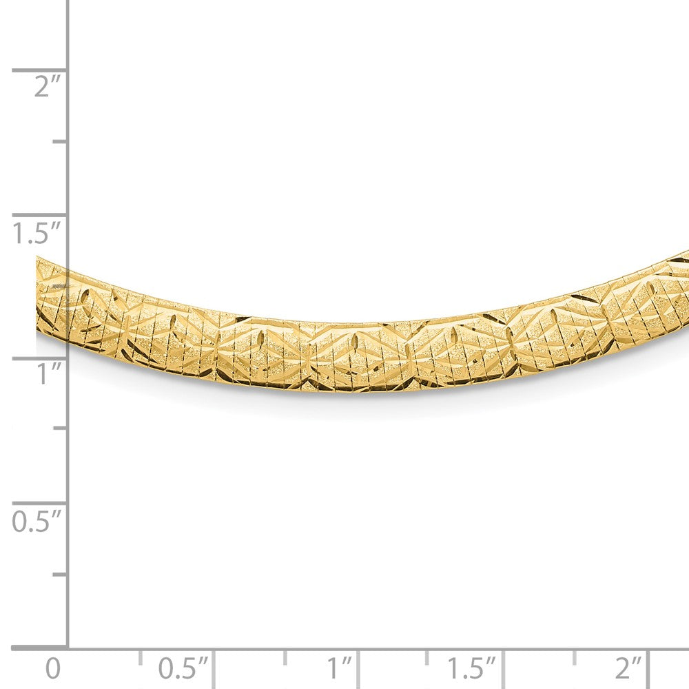 14k Flat 6mm Fancy Diamond-cut Reversible to High Polished 17.25 inch Omega Necklace