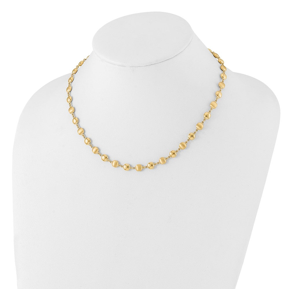 14K Polished and Satin 5.5mm Puffed Circles 17.75 inch Necklace