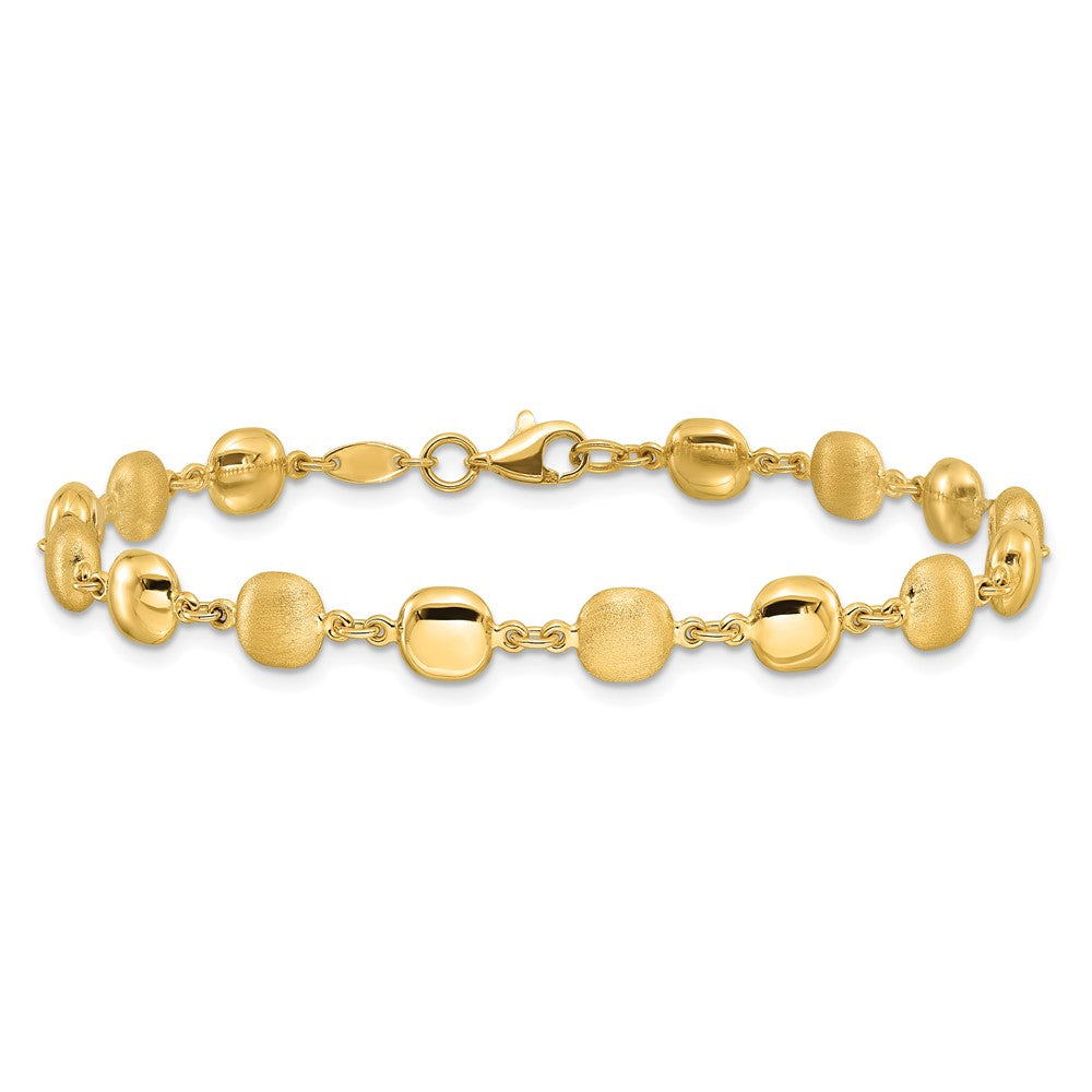 14K Polished and Satin 5.5mm Puffed Circles 7.5 inch Bracelet