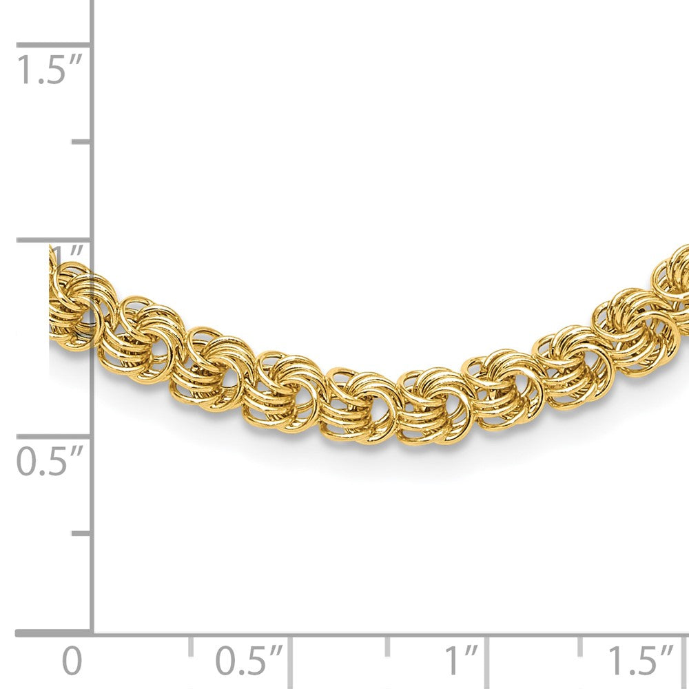 14K Polished 5.3mm Fancy Triple Link 18 inch Necklace