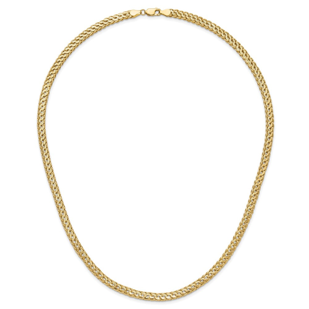 14K Polished 4.5mm Fancy Diamond-cut Link 18 inch Necklace