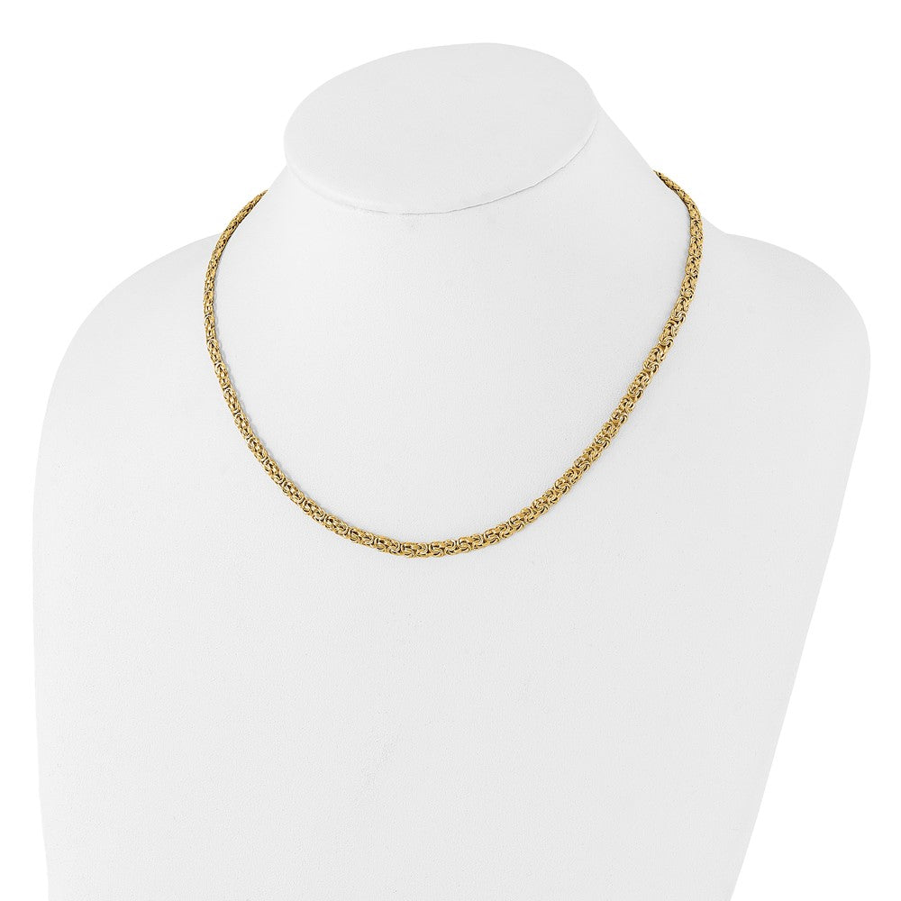 14K Polished 4.25mm Fancy Byzantine Link 18 inch Necklace