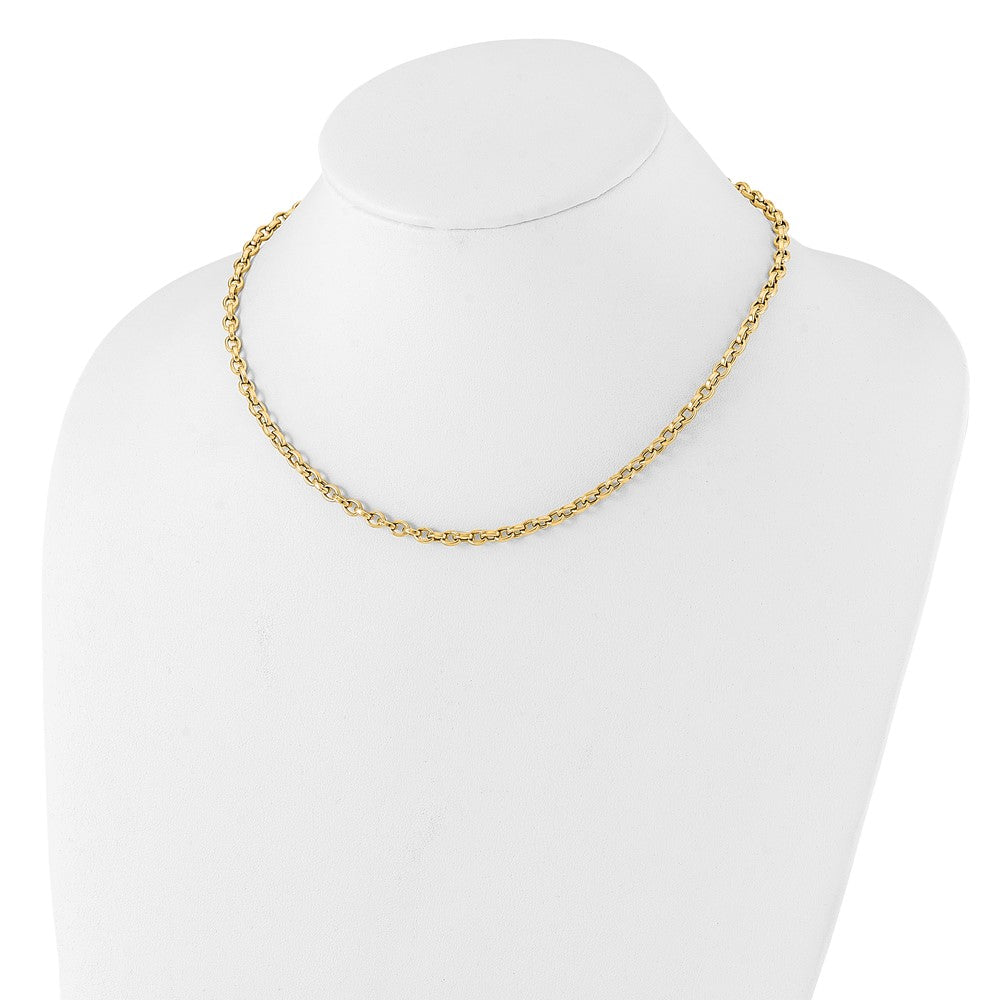 14K Polished 4.25mm Fancy Oval Cable Link 17.5 inch Necklace
