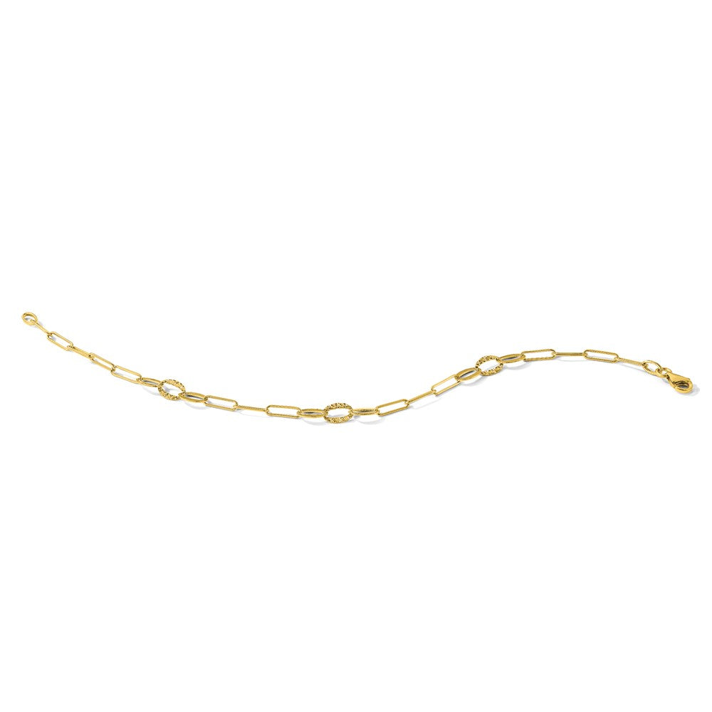 14K Diamond-cut Oval and Paperclip Link 7.25 inch Bracelet