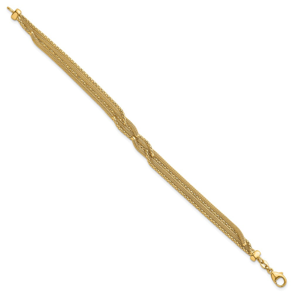 14K Textured Woven Mesh Fancy 7.5 inch Bracelet