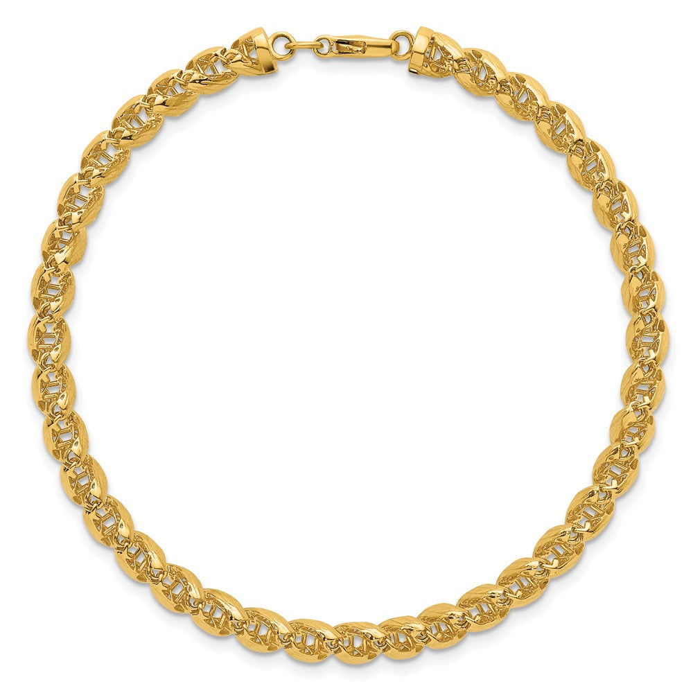 14k Polished Textured 6.25mm Open Spiral Link 7.5 inch Bracelet