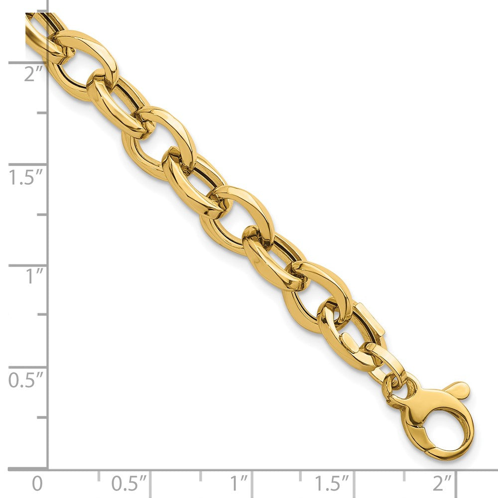 14k Polished 7.8mm Fancy Oval Cable Link 7.5 inch Bracelet