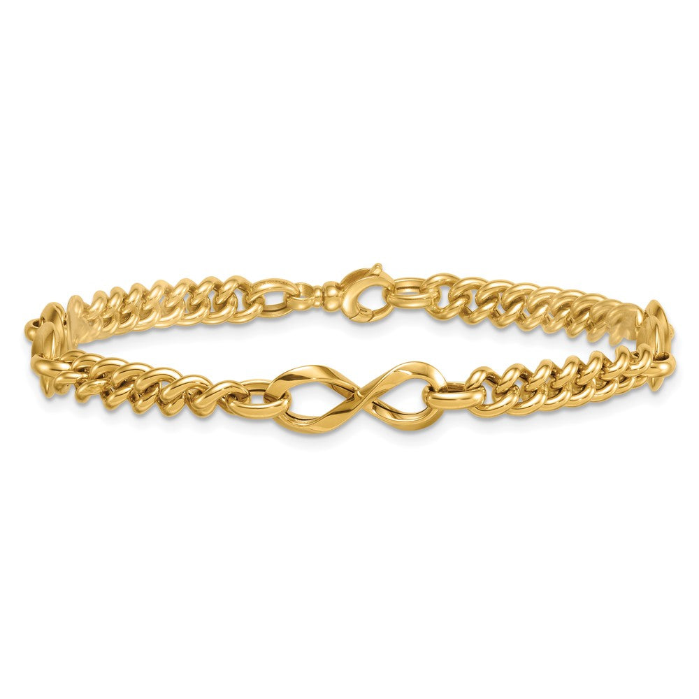 14k Polished 8mm Lightweight Fancy Infinity Link and Chain 8 inch Bracelet