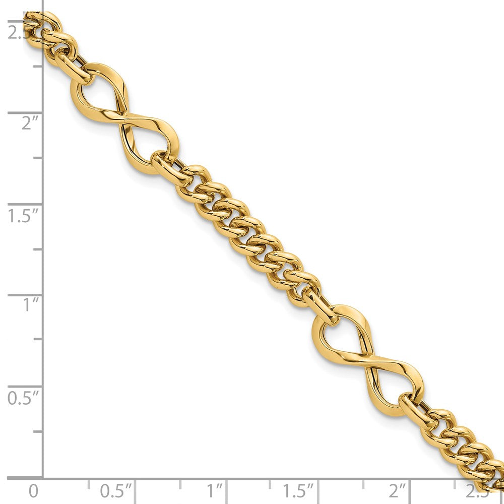 14k Polished 8mm Lightweight Fancy Infinity Link and Chain 8 inch Bracelet