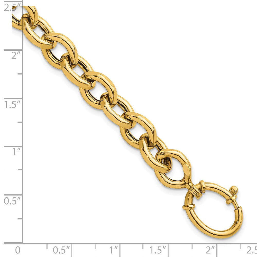14k Polished 9mm Fancy Cable Link 7.25 inch Bracelet